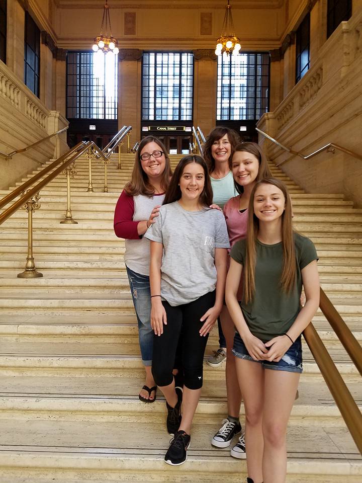 my nieces on the steps of Union Station in the Windy City