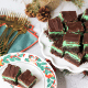 Mint brownies on holiday plate