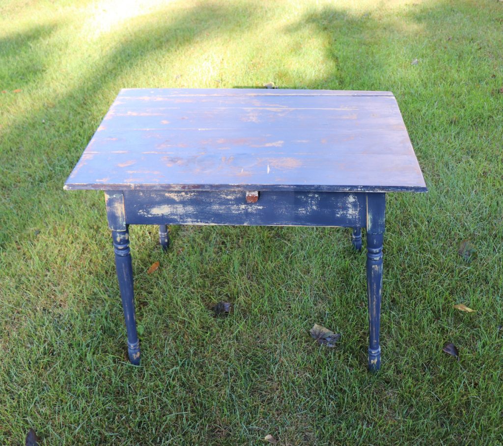blue table before being painted white