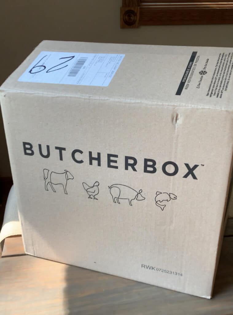 Picture of a butcherbox box sitting on a table.