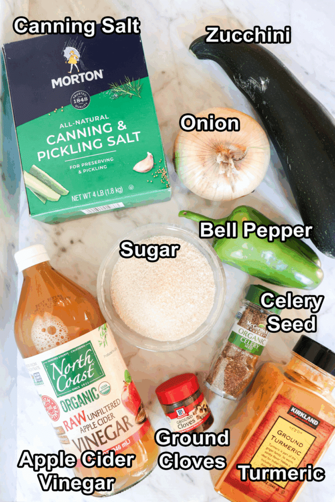 All of the ingredients on a counter with each item labeled.