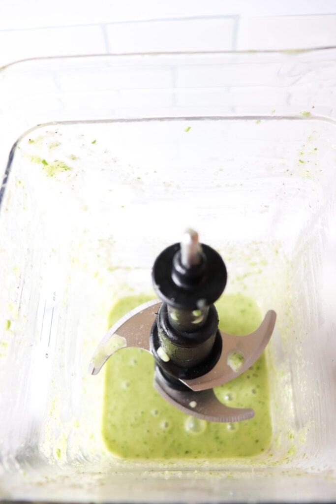 Ingredients blended in blender before adding oil