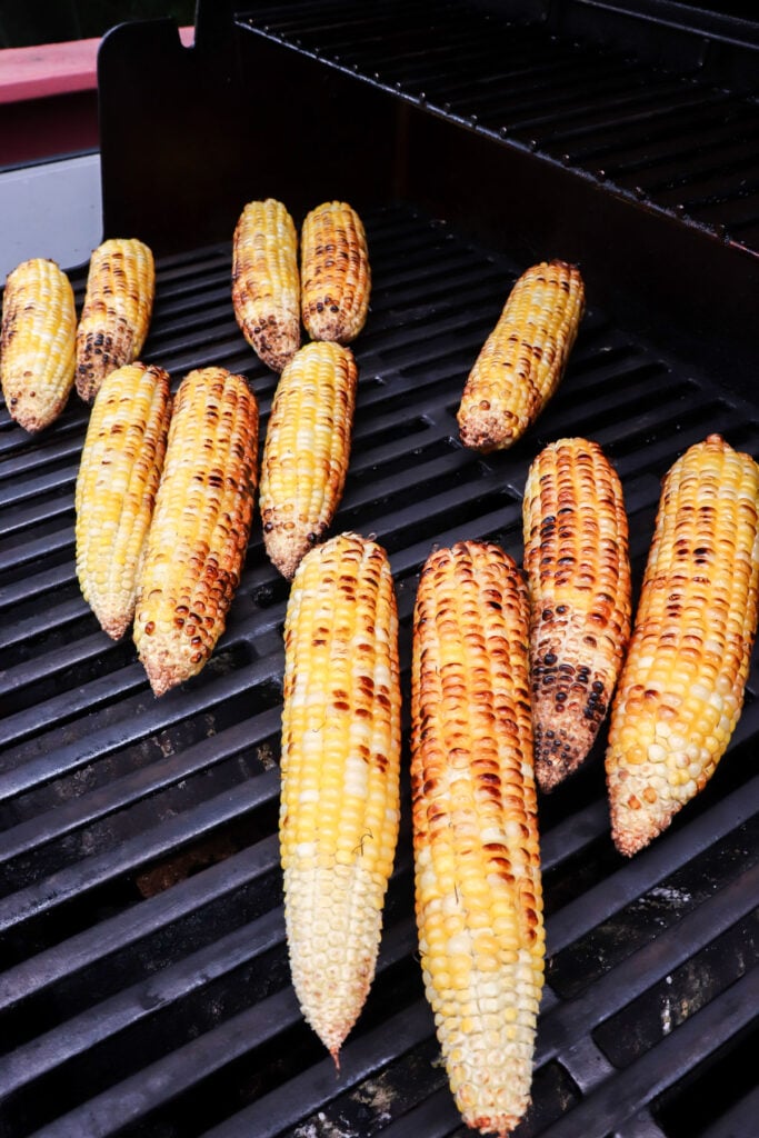 Corn on the grill with lots of roasting.